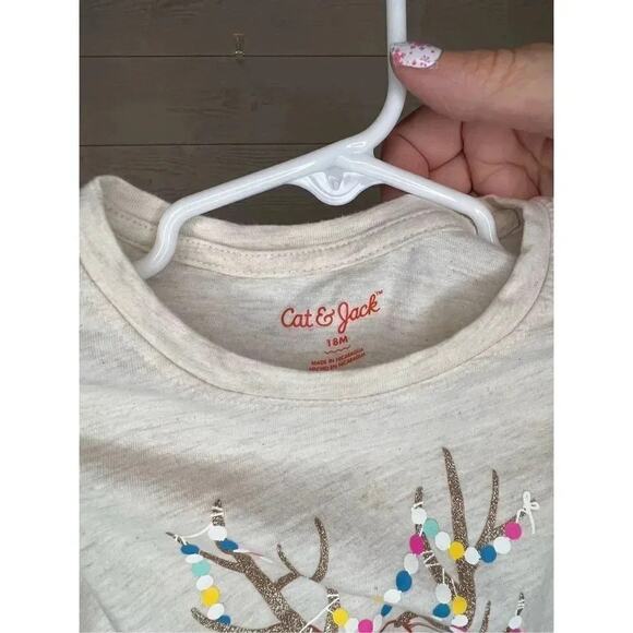 Cat & Jack Christmas deer top/Jumping Beans  leggings Size 18 months - Picture 3 of 6